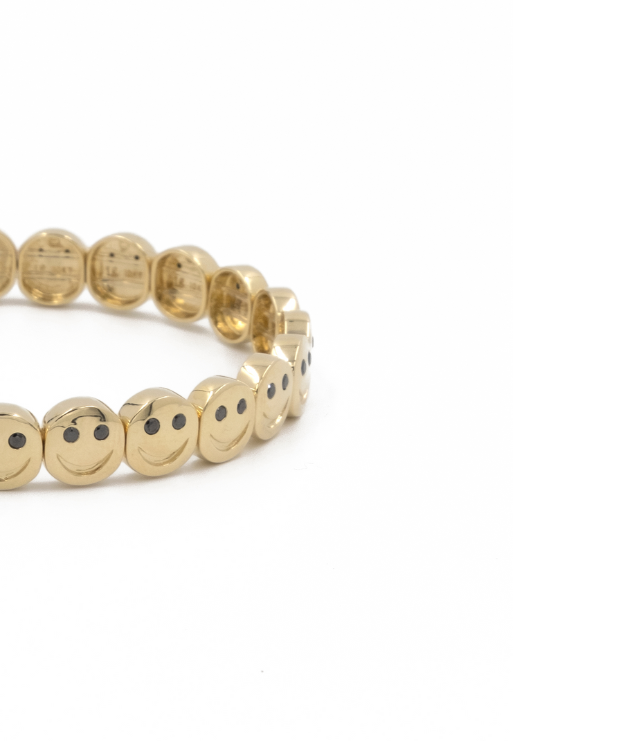 Italian 1.85 ct. t.w. CZ Happy Face Bolo Bracelet in 14kt Yellow Gold Over  Sterling | Ross-Simons