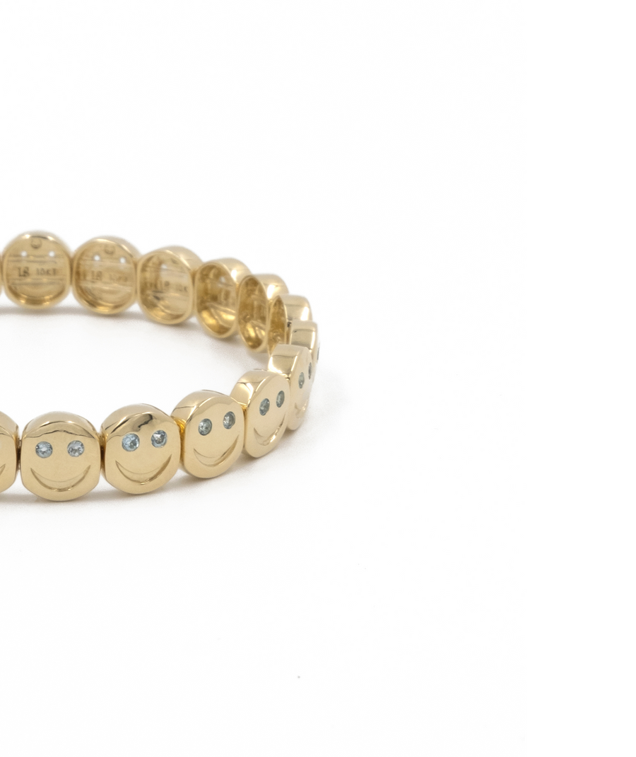 Sydney Evan Kid's Collection Gold & Diamond Tiny Happy Face Cord Bracelet